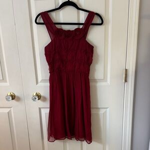 Vintage Anthropologie Red Sleeveless Silk Dress